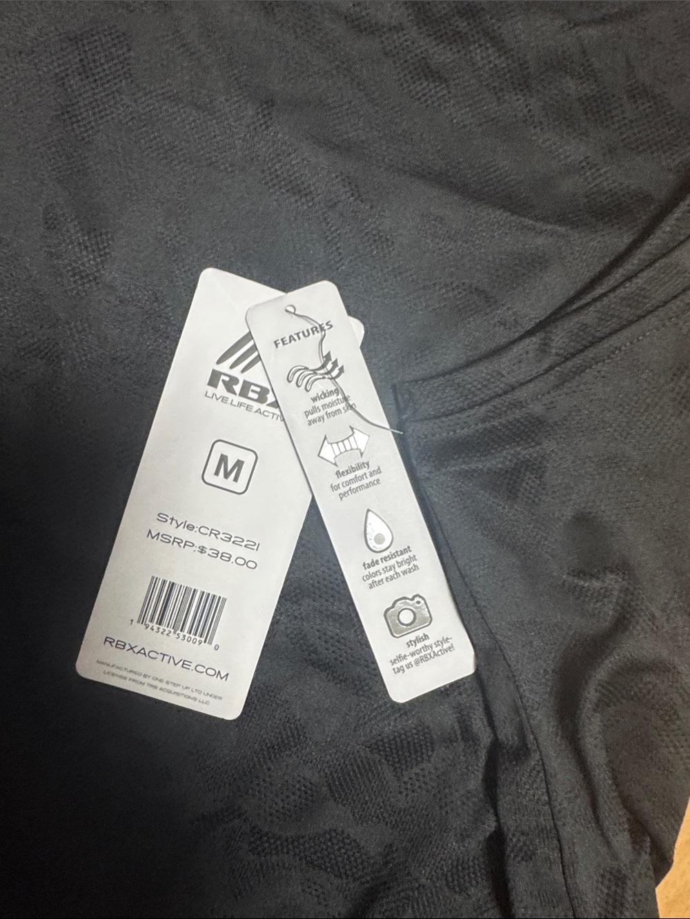RBX Black Athletic Tank with Subtle Texture - Picture 2 of 2